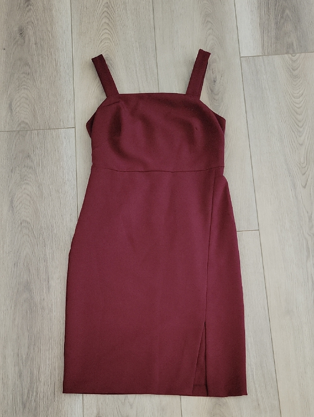 LOFT Burgundy Square-Neck Midi Sheath Dress